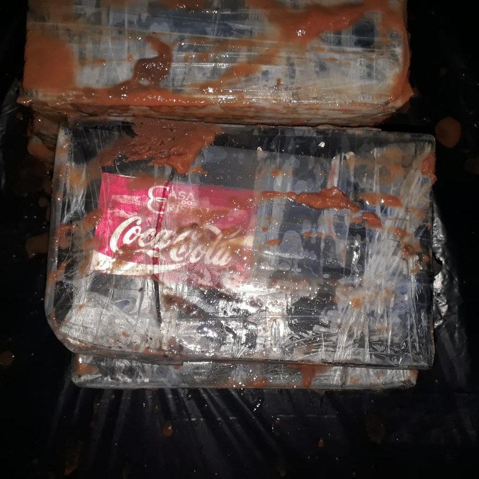 Tabletes de cocaína foram encontrados mergulhados em tambores no Porto de Santos, SP — Foto: G1 Santos