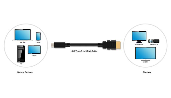 Novo tipo de cabo vai eliminar a necessidade de adaptadores e facilitar o uso de monitores e TVs com HDMI e dispositivos equipados com portas USB-C (Foto: Divulgação/HDMI.org)
