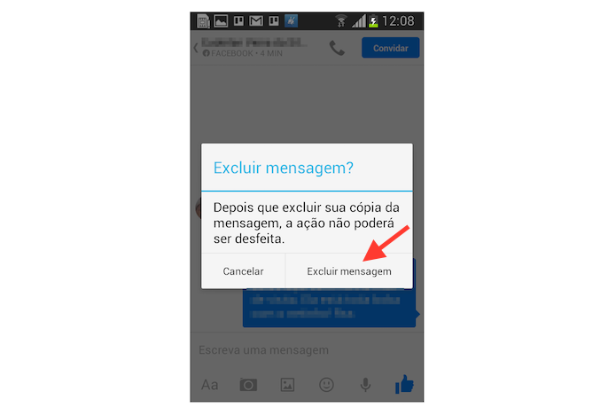 Excluindo uma mensagem do Facebook Messenger para Android definitivamente (Foto: Reprodução/Marvin Costa)