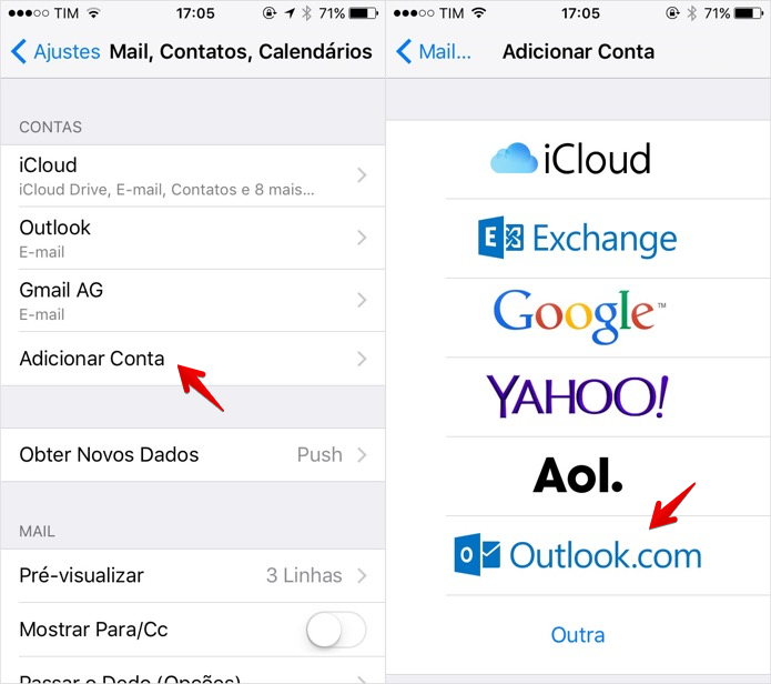 Adicionando conta do Outlook.com (Foto: Reprodução/Helito Bijora) 