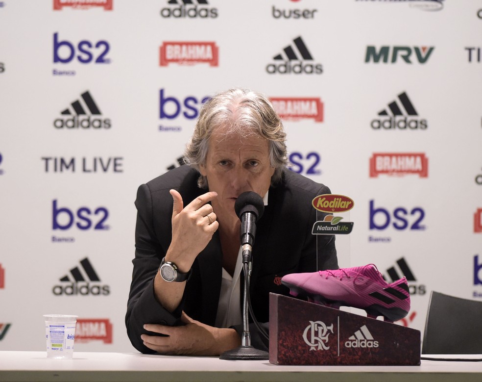 Jorge Jesus considerou o jogo contra o Palmeiras um dos melhores do Flamengo no ano &mdash; Foto: Andr&eacute; Dur&atilde;o/GloboEsporte.com
