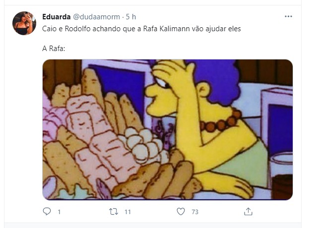 Internauta faz meme sobre silêncio de Rafa Kalimann sobre paredão de Rodolffo (Foto: Reprodução Twitter)