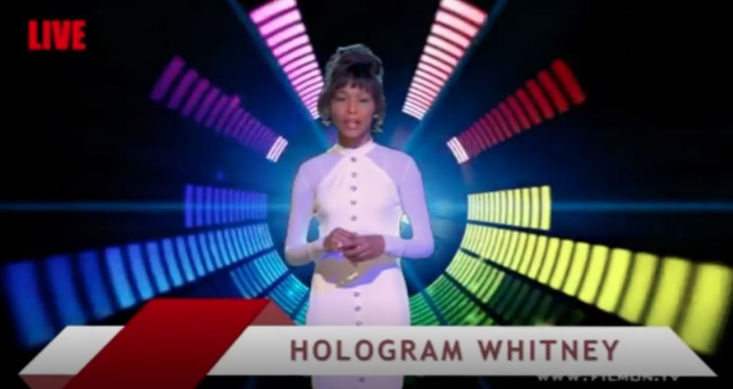 Holograma de Whitney Houston que apareceu recentemente como parte de um programa apresentado pelo produtor e compositor Scott Storch  (Foto: Reprodução)