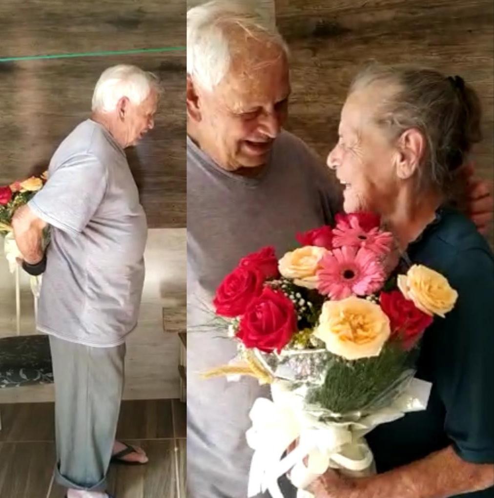 Idosa com Alzheimer reconhece o marido ao ganhar flores; veja o vídeo