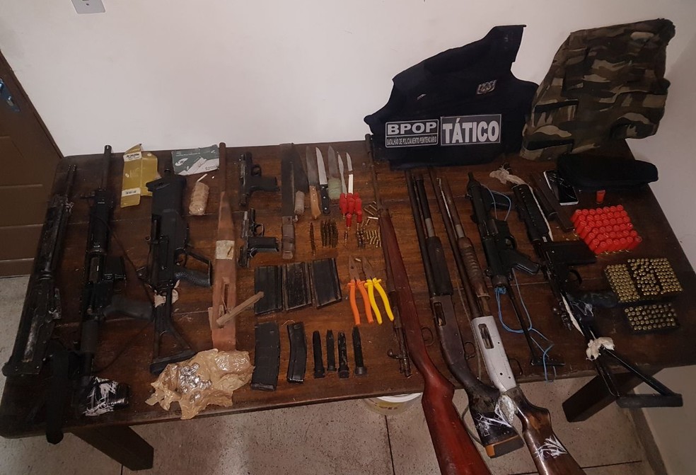 Armamento pesado foi encontrado durante e apÃ³s tentativa de fuga em presÃ­dio do ParÃ¡. (Foto: DivulgaÃ§Ã£o / Ascom PM)