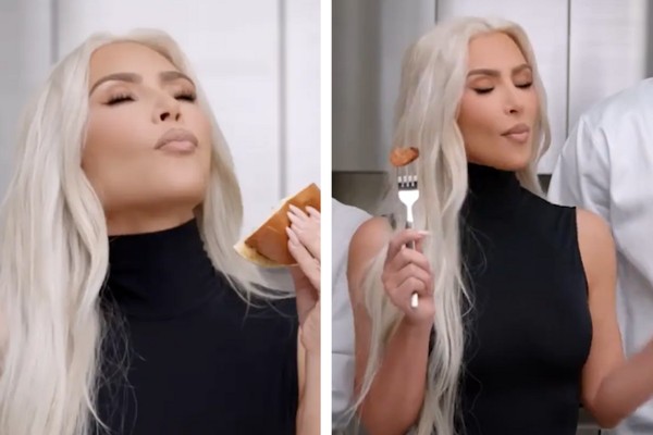 Fãs desconfiam que Kim Kardashian não comeu nenhum dos alimentos da publi (Foto: Reprodução/Instagram)