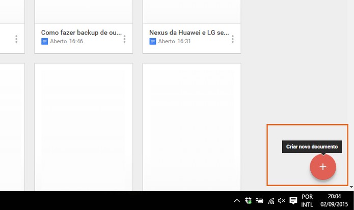 Crie um novo documento no Google Docs pelo Chrome (Foto: Reprodução/Barbara Mannara)