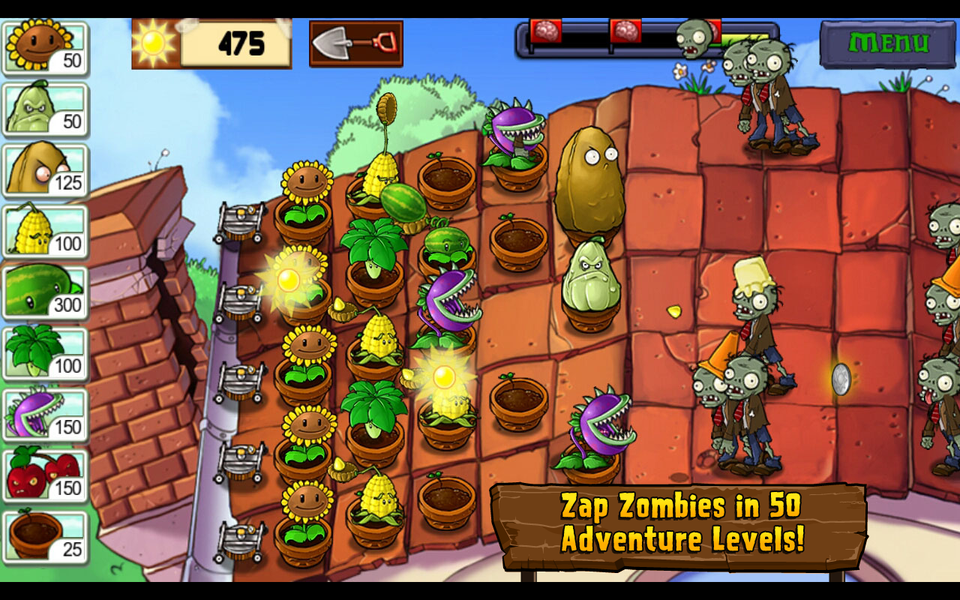 plants vs zombies app free vs