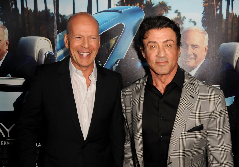 Bruce Willis e Sylvester Stallone juntos em première, em 2011