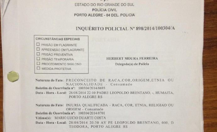 Inquérito sobre caso Aranha é apresentado no Palácio da Polícia, em Porto Alegre  (Foto: Paula Menezes)