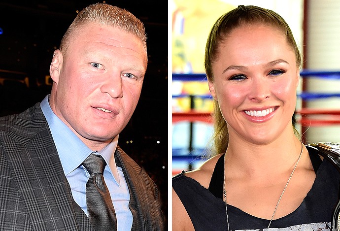 montagem Brock Lesnar e Ronda Rousey (Foto: Editoria de arte) montagem Brock Lesnar e Ronda Rousey (Foto: Editoria de arte)