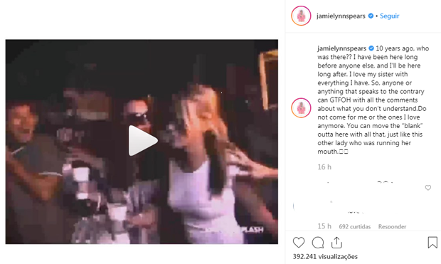 O post de Jamie Lynn Spears (Foto: Reprodução Instagram)
