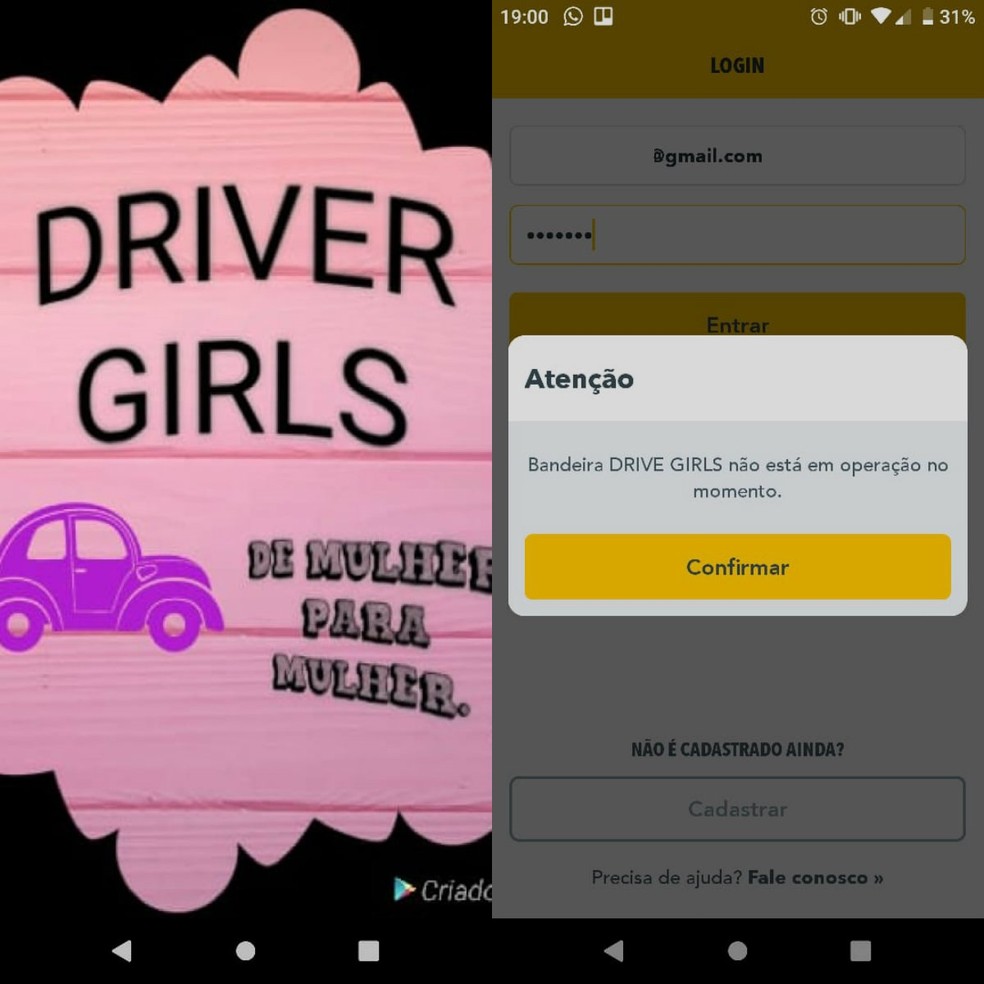 Drive Girls é um app recente e exclusivo para passageiras mulheres — Foto: Reprodução/Clara Fabro 