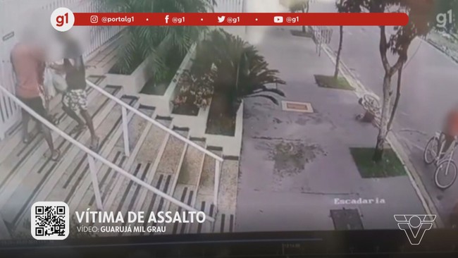 G1 em 1 minuto - Santos: Assaltantes revistam e roubam idoso que chegava em casa