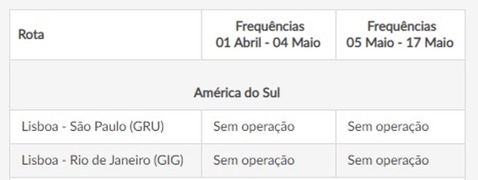 Voos direto de Portugal para o Brasil estão fora de operação — Foto: Reprodução