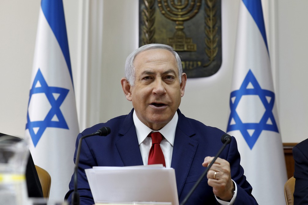 Benjamin Netanyahu, primeiro-ministro de Israel, declarou apoio a Juan Guaidó — Foto: Gali Tibbon/AP