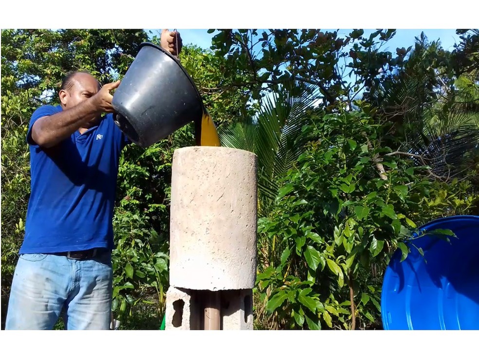 O biodigestor anaeróbio de baixo custo produz gás natural e biofertilizante para pequenas propriedades rurais — Foto: Arquivo Pessoal