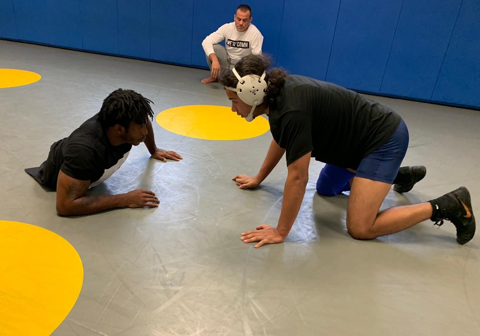 Zion Clark pratica wrestling desde os sete anos de idade — Foto: Camilo Pinheiro Machado