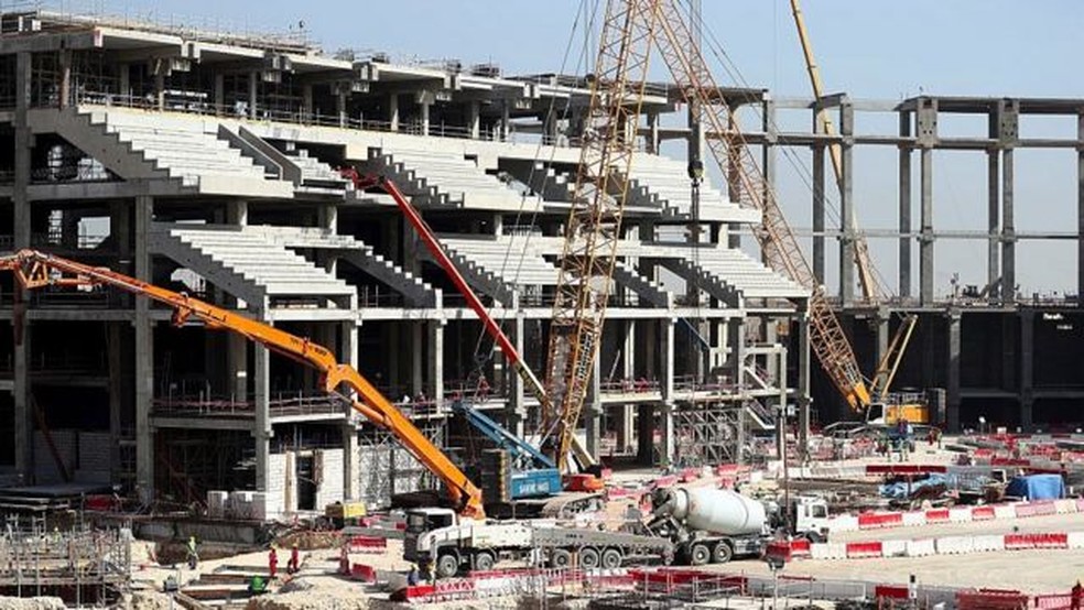 Estádio da Copa do Mundo em construção no Catar — Foto: Getty Images via BBC