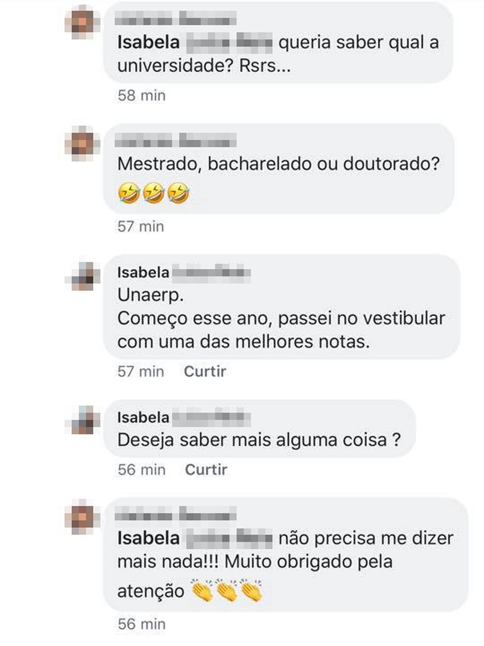 Homem debochou de escolaridade de jovem de Guarujá, SP — Foto: Reprodução/Facebook