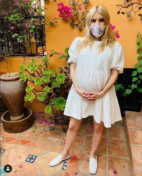A atriz Emma Roberts, grávida de seu primeiro filho, fruto de seu relacionamento com o ator Garrett Hedlund (Foto: Instagram)