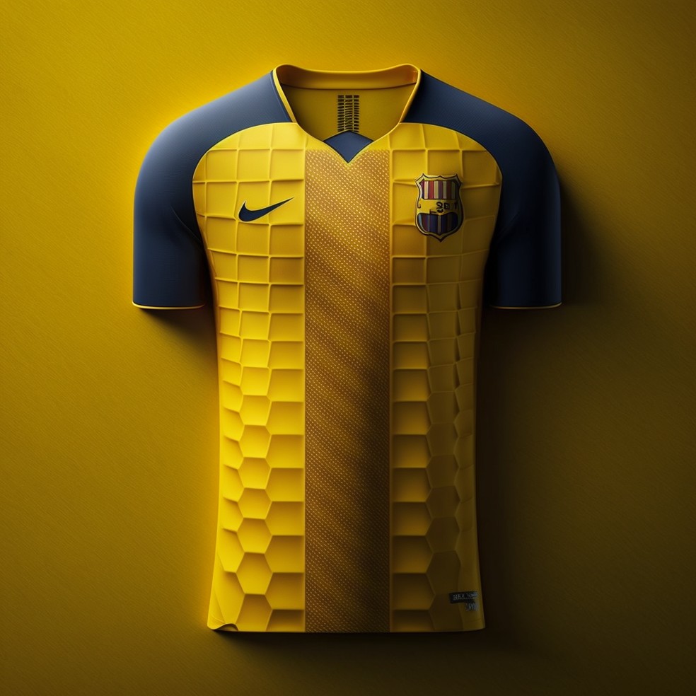 Barcelona de Guayaquil: vers&atilde;o futurista da camisa criada por intelig&ecirc;ncia artificial &mdash; Foto: ge