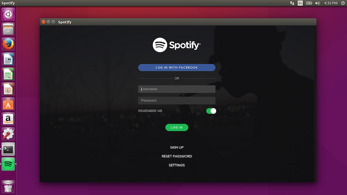 Aplicativo do Spotify rodando no Ubuntu (Foto: Reprodução/Helito Bijora) 