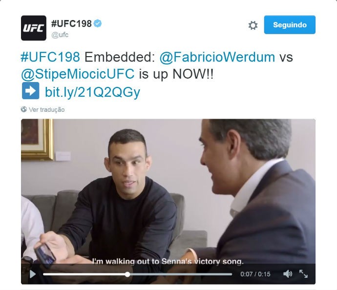 Fabricio Werdum homenagem Ayrton Senna (Foto: Reprodução Twitter)