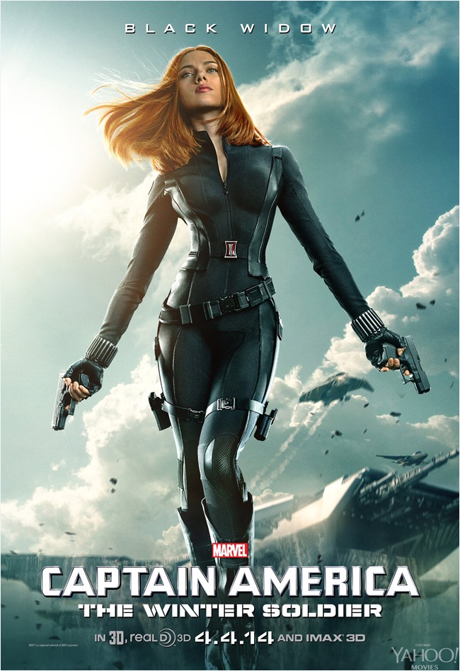 Scarlett Johansson em cartaz de 'Capitão América 2: O Soldado Invernal'. (Foto: Reprodução)