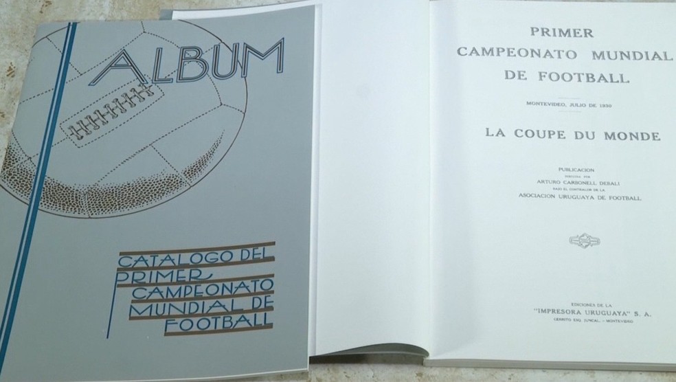 Álbum da primeira Copa do Mundo. — Foto: Reprodução/TVMorena