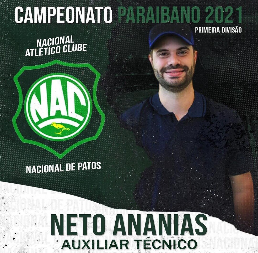 Neto Ananias vai ser o auxiliar técnico de Warley — Foto: Divulgação / Nacional de Patos