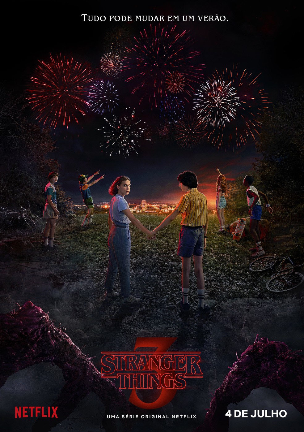 Cartaz da terceira temporada de 'Stranger things', divulgado no primeiro dia de 2019 — Foto: Divulgação/Netflix