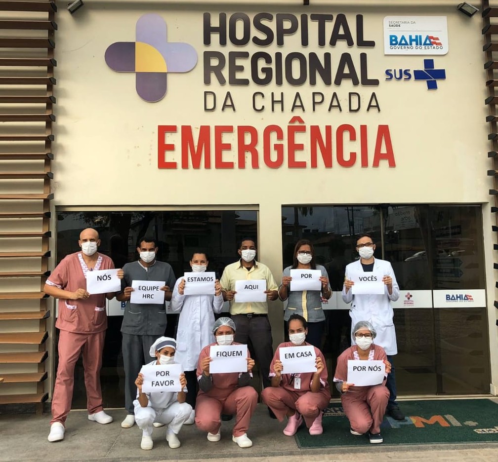 Colaboradores do Hospital Regional da Chapada participam da campanha — Foto: Reprodução/Redes Sociais