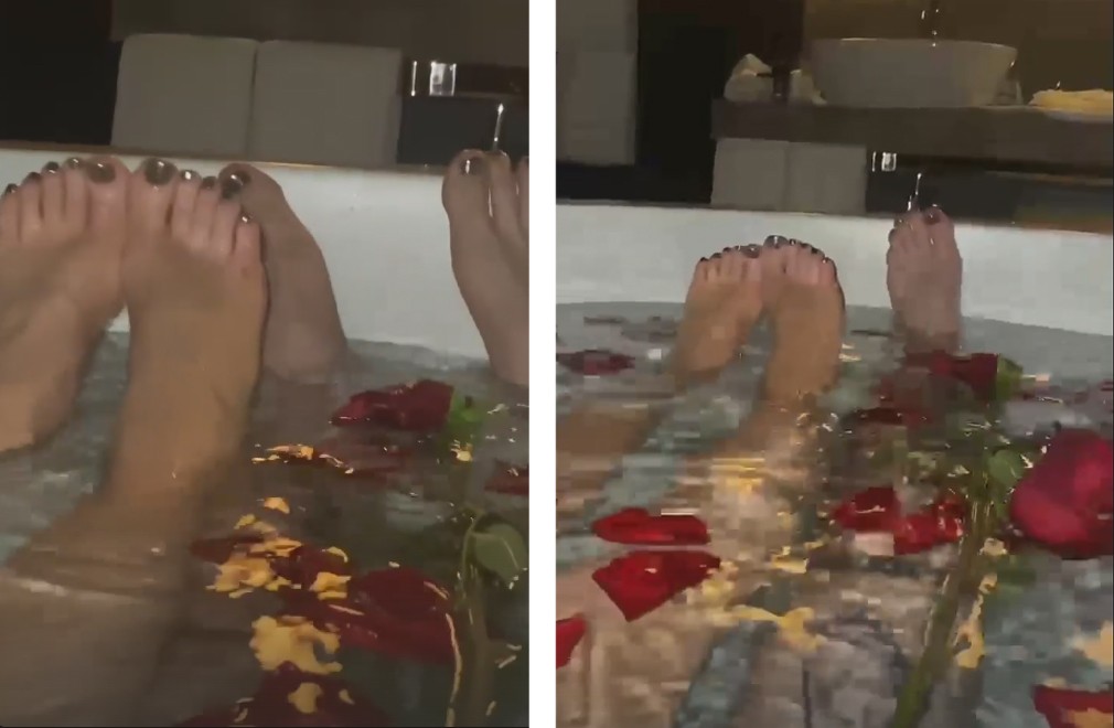 Noivos, Megan Fox e Machine Gun Kelly mostram pés com esmalte combinando em banho romântico juntos (Foto: Reprodução / Instagram)