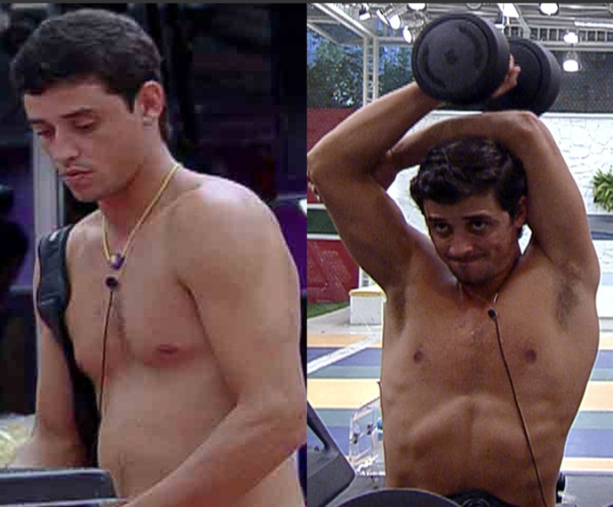 Fael, do BBB 12, caiu na academia e perdeu a barriga saliente (Foto: TV Globo)
