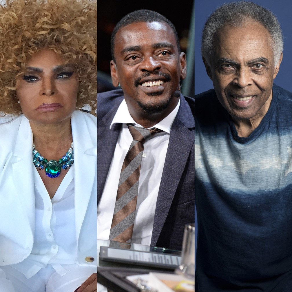 Elza Soares, Seu Jorge e Gilberto Gil fazem lives neste sábado (12) — Foto: Pedro Loureiro-Divulgação/ Zé Paulo Cardeal-Globo/Daryan Dornelles-Divulgação