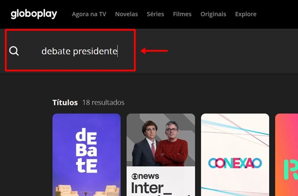 É necessário digitar o termo "debate presidente" para o vídeo ser encontrado — Foto: Reprodução/Gabriela Andrade