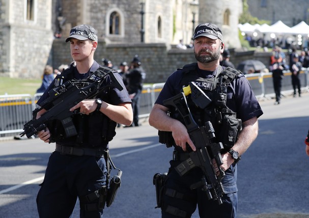 Policiamento durante o casamento de Harry e Meghan Markle (Foto: Getty Images)