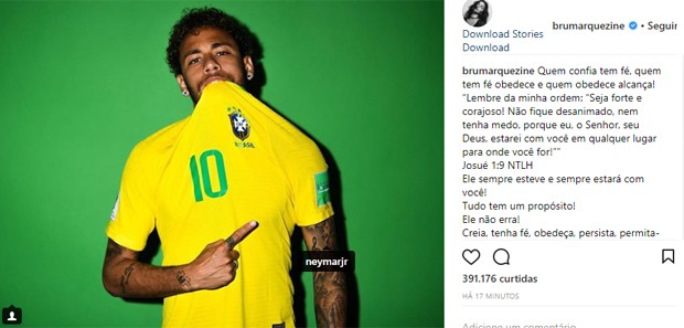 Bruna Marquezine faz post para Neymar na estreia do Brasil na Copa 2018 (Foto: Reprodução/Instagram)