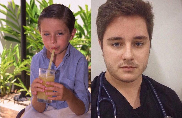 Herval Silveira, que foi filho de Letícia Spiller em 'Suave veneno', se formou em Medicina no fim do ano passado (Foto: Luís Alvarenga e Reprodução)