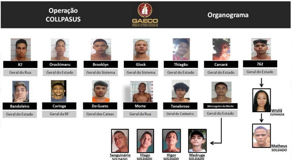 Alvos da opera&ccedil;&atilde;o Collpasus, do MP do Tocantins, contra uma fac&ccedil;&atilde;o criminosa &mdash; Foto: Reprodu&ccedil;&atilde;o