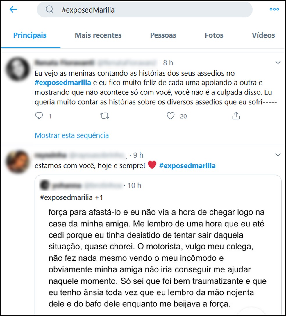 Jovens usaram a hashtag para denunciar casos de abuso sexual e foram apoiadas por outras internautas — Foto: Reprodução/Twitter