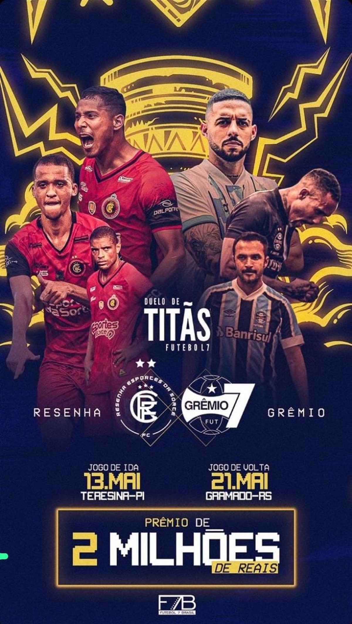 Grêmio Futebol 7, de Falcão, Léo Moura e cia, encaram Resenha FC em 