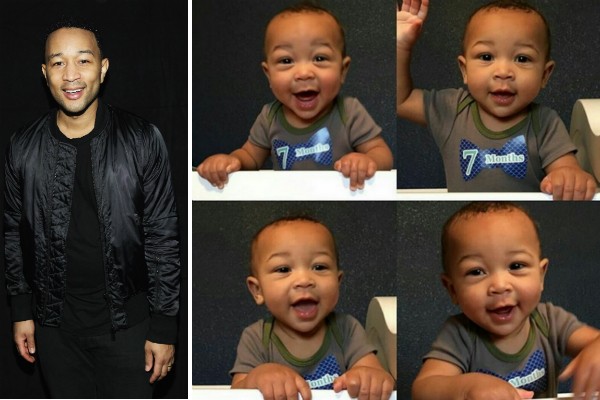 O cantor John Legend e um bebê parecido com ele (Foto: Getty Images/Twitter)
