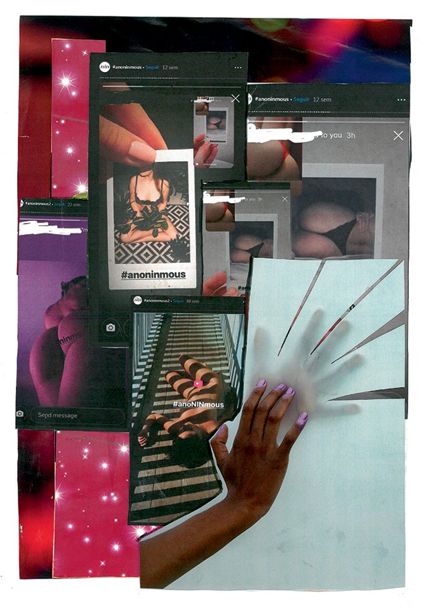 Prints de nudes publicados nos stories da @ninmagazine (Foto: ilustração Micaela Cirino)