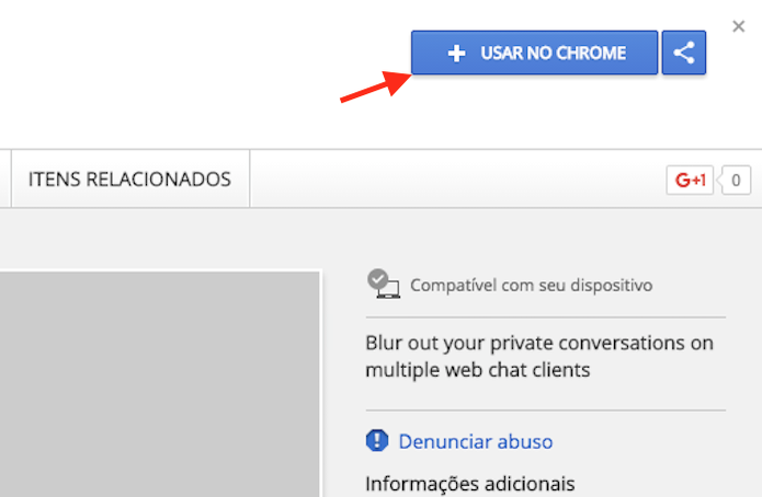 Opção para preparar o download da extensão Webchats para o Google Chrome (Foto: Reprodução/Marvin Costa)