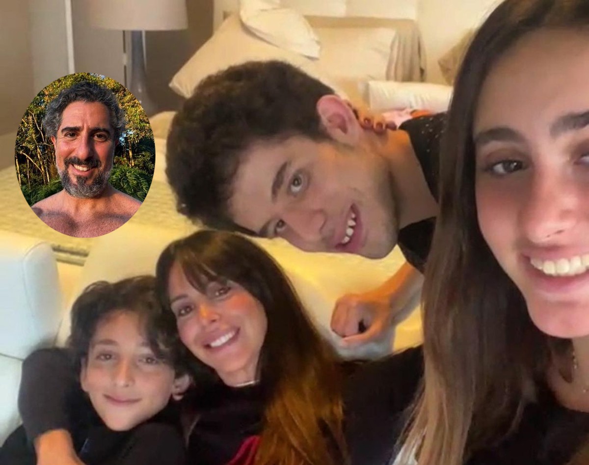 Marcos Mion faz videochamada com mulher e filhos, que estão viajando sem ele (Foto: Reprodução/Instagram)