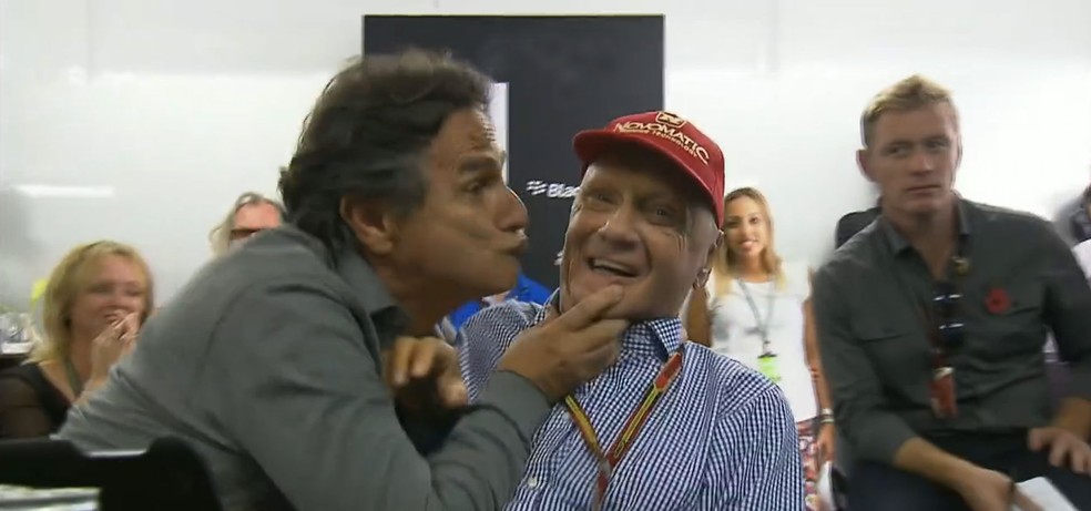 Nelson Piquet e Niki Lauda durante o GP Brasil de 2014 â Foto: ReproduÃ§Ã£o