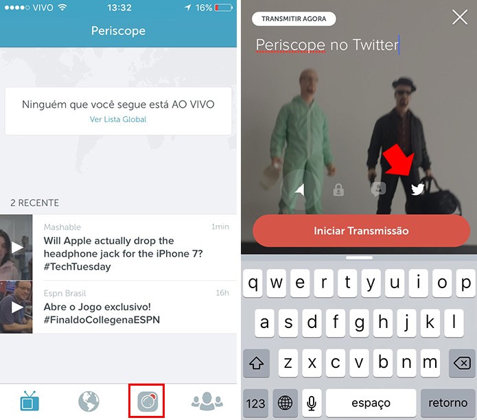 Inicie uma transmissão no Periscope e compartilhe no Twitter (Foto: Reprodução/Paulo Alves)