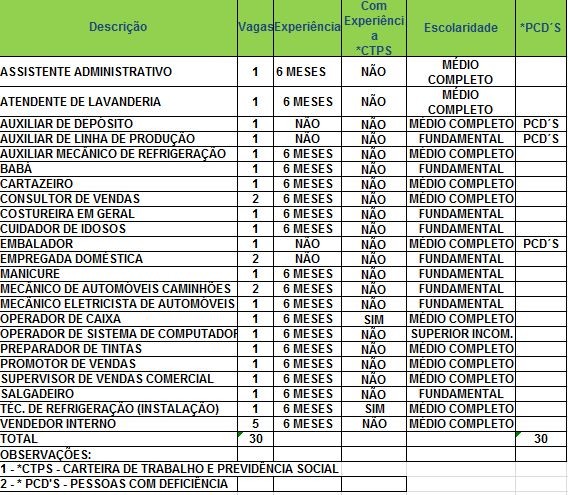Sine oferece 30 vagas nesta terça-feira (15) (Foto: Divulgação/Sine)
